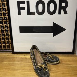 Black and Leopard Top Siders, good used condition